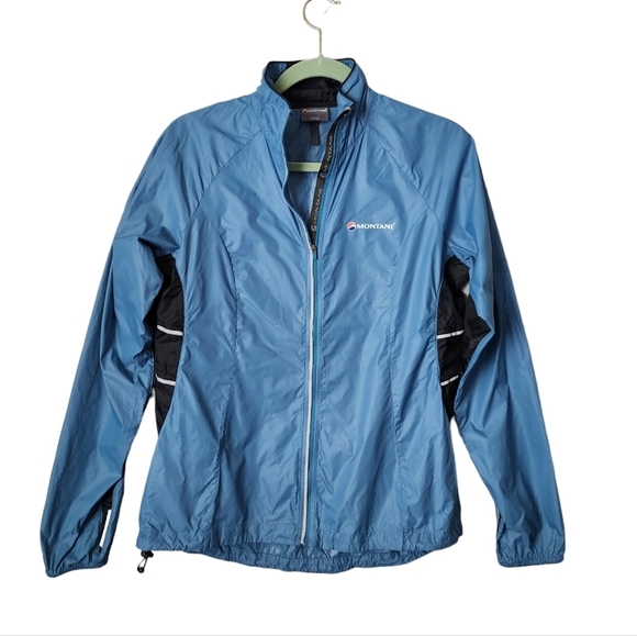 MONTANE aeroflyte ultra light weight packable nylon jacket in blue size US 10 - Picture 1 of 5